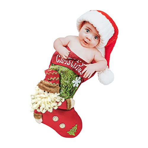 M&G House Christmas Newborn Photography Props Baby Photo Props Christmas Costume Stocking Sleeping Bag & Xmas Santa Claus Red Hat(Christmas Outfit)