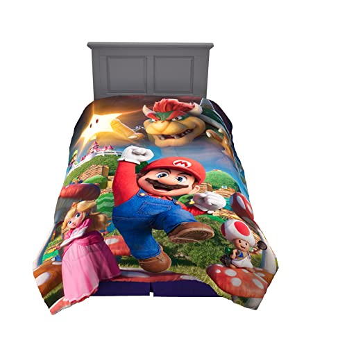 Franco The Super Mario Bros. Movie Kids Bedding Super Soft Microfiber Reversible Comforter, Twin/Full Size 72' x 86', (100% Official Licensed Product)