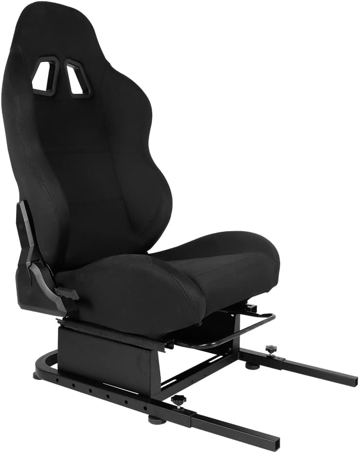 Supllueer Racing Rear Seat Stand for Steering Wheel Mount to Expand into Gaming Simulator Cockpit with Black Double Locking Slides Ergonomic Breathable Driving Race Chair Fit for Marada, Minneer