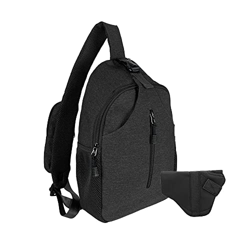 JESSIE & JAMES Multipurpose Concealed Carry Sling Backpack Purse Lightweight Crossbody Sling Bags For Women Men_ BK