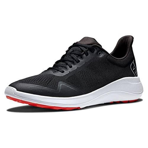 FootJoy Men's FJ Flex Golf Shoe, Black/White/Red, 9.5