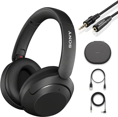 Sony Wireless Noise Cancelling Headphones WH-XB910N Over Ear Bluetooth Headset + NeeGo 3.5mm Headphone Extension