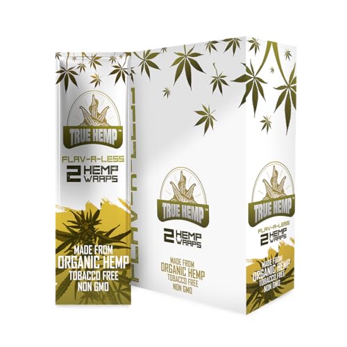 True Hemp All Natural Non GMO Hemp Wraps 2 Count Per Pouch Pack of 25 (Flavorless)