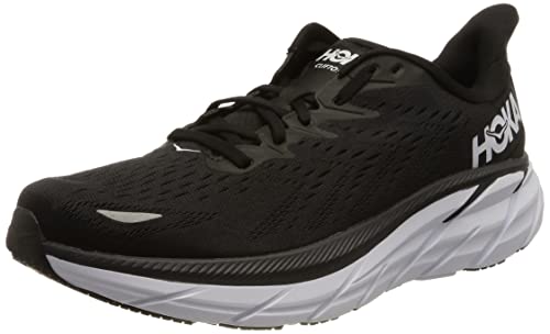 HOKA ONE ONE Clifton 8 Wide Womens Shoes Size 9, Color: Black/White
