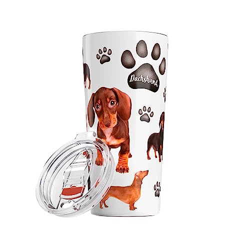 Greenline Goods Dachshund Insulated Tumbler With Lid 20 oz - Perfect For Dog Moms, Dads - Dachshund Insulated Mug - Tumbler Dog Breed Design - Hand Wash Preferred Non-Slip Base - For Dog Parents