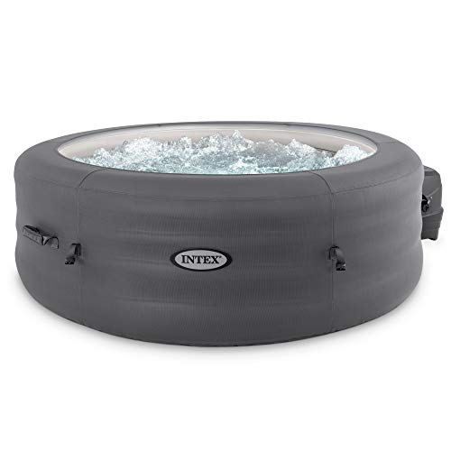 Intex 28481E Simple Spa 77 Inch x 26 Inch 4 Person Outdoor Portable Inflatable Round Heated Hot Tub with 100 Bubble Jets, Carry Bag, and Cover, Gray