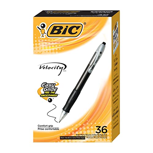 BIC Velocity Retractable Ball Pen, Medium Point (1.0mm), Black, 36-Count