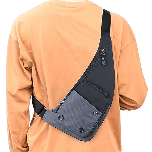 Peicees Waterproof Sling Bag Crossbody Bag For Men Women Slim Chest Backpack Man Purse Small Shoulder Bag For Travel Hiking