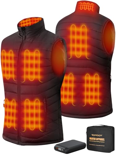 Topdot Heated Vest for Men with 7.4V 14000mAh Battery Pack Included, 8 Heating Zones Lightweight Warm Men's Heated Vest