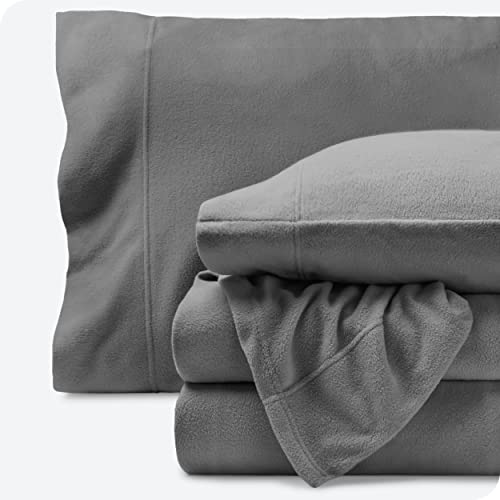 Bare Home Super Soft Fleece Sheet Set - Queen Size - Extra Plush Polar Fleece, No-Pilling Bed Sheets - All Season Cozy Warmth (Queen, Grey)