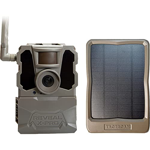 TACTACAM Reveal X PRO Cellular Trail Camera, Verizon and AT&T, NO Glow, Integrated GPS Tracking, Built in LCD Screen, HD Photo and HD Video (X-PRO + Solar Panel)