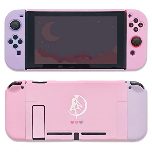 BelugaDesign Moon Anime Case | Dockable Pink Pastel Magical Girl Anime Cute Kawaii Snap on Hard Cover for Girls Women | Compatible with Nintendo Switch Standard Regular