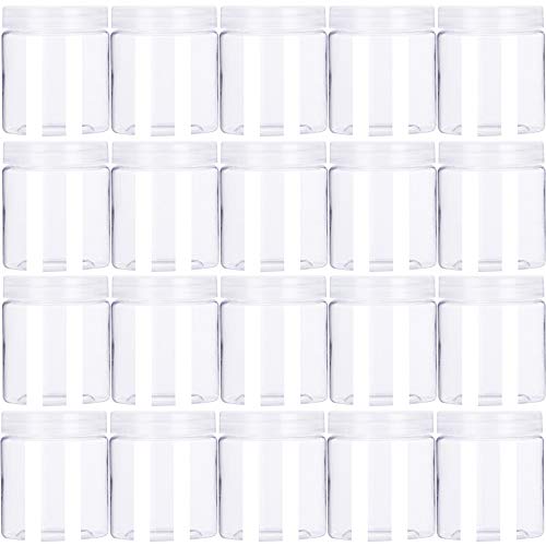20 Pack 4oz Round Plastic Jars with Lids Empty Clear Slime Containers,Wide-Mouth Refillable Storage Containers for Cosmetics,Lotion,Food Storage