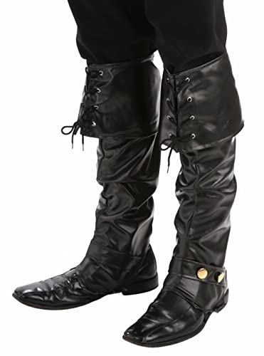 Forum Men's Deluxe Adult Pirate Boot Covers with Studs, Black, One Size