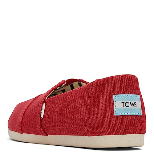 TOMS Women's Alpargata Recycled Cotton Canvas Loafer Flat, Red, 10