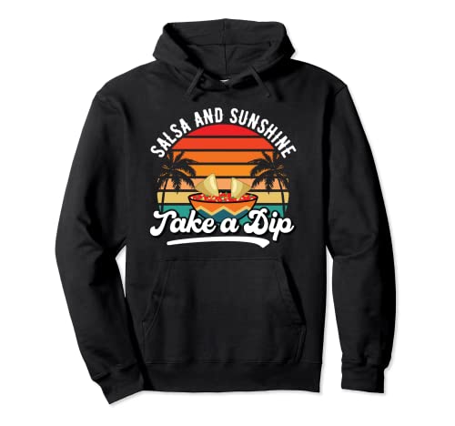 Salsa and Sunshine, Take a Dip, Funny Vintage Summer Beach Pullover Hoodie