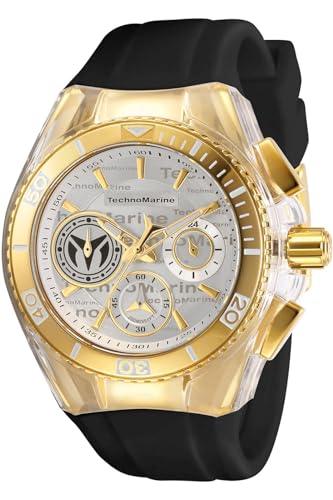 TechnoMarine Women's Cruise California Stainless Steel Quartz Watch with Silicone Strap, Black, 26.25 (Model: TM-118136)