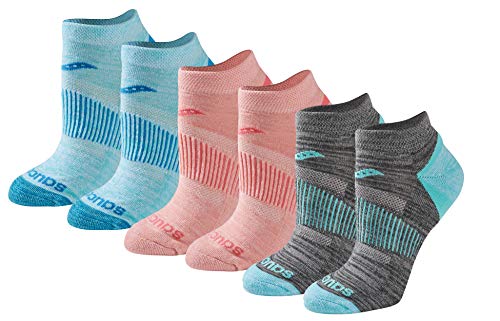 Saucony Womens Selective Cushion Performance No Show Athletic Sport (6 & 12 Pairs) Socks, Fashion Assorted Pairs), Shoe Size 5-10 US