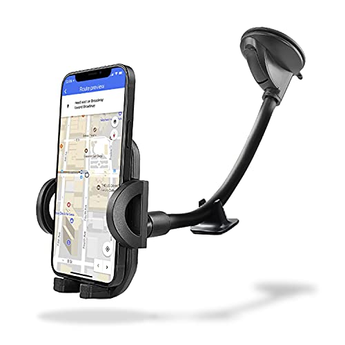 Olixar Suction Cup Phone Holder for Car, Car Phone Mount Featuring a Long Arm with 360 Degree Rotation - Universal Fit for All Devices Including iPhone and Samsung - Black