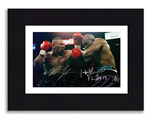 MIKE TYSON & EVANDER HOLYFIELD Signed 8x6 Inch Mounted Photo Print Pre Printed Signature Boxing - Autograph Gift, Ready To Be Framed