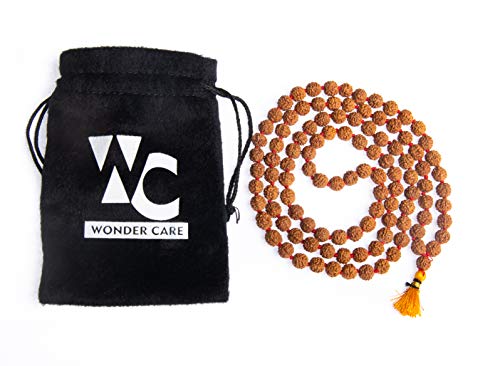 Wonder Care Certified Rudraksha Mala 5face(Panchmukhi) Authentic Genuine Rudraksha Beads Ornament Rosary Japa Mala Beads Necklace Puja | Prayer Beads | Meditation Beads (Rudraksha 8mm)
