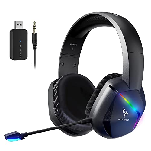 SOMIC 2.4G Wireless Gaming Headset with Microphone for PS5, PS4, Computer Gamer Headphone with Stereo Sound, Detachable Mic, Soft Earmuffs, RGB LED Light, 10H+ Playtime (Xbox one in Wired Mode) GS401