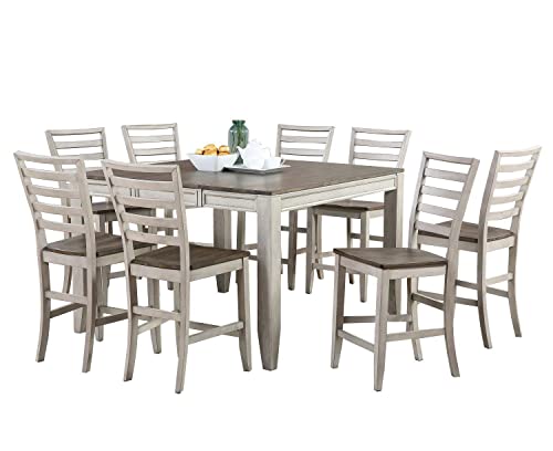 Abacus Two-Tone Smokey Alabaster and Brown 9-Piece Counter Dining Set