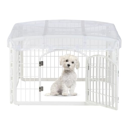 IRIS USA Dog Playpen Mesh Top, 46' x 46' Top Cover for IRIS USA 4-Panel Pet Playpen, Washable, Durable, Nylon Mesh Material, Playpen Not Included, White