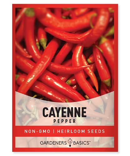Cayenne Pepper Seeds for Planting Heirloom Non-GMO Cayenne Peppers Plant Seeds for Home Garden Vegetables Makes a Great Gift for Gardening by Gardeners Basics