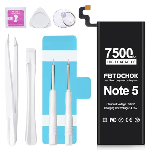 FBTDCHOK Upgraded Galaxy Note 5 Battery, [7500mAh] Li-Polymer Replacement Battery for Galaxy Note 5 N920 N920V/A/T/P/R4 with Full Replacement Kits