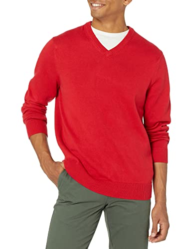 Amazon Essentials Men's V-Neck Sweater (Available in Big & Tall), Red, X-Large