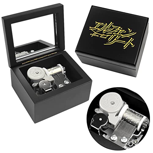 Sinzyo Music Box Carved Wood Wind Up Musical Box Gift for Christmas,Birthday,Valentine's Day(Black Box, Tune : Elfen Lied)