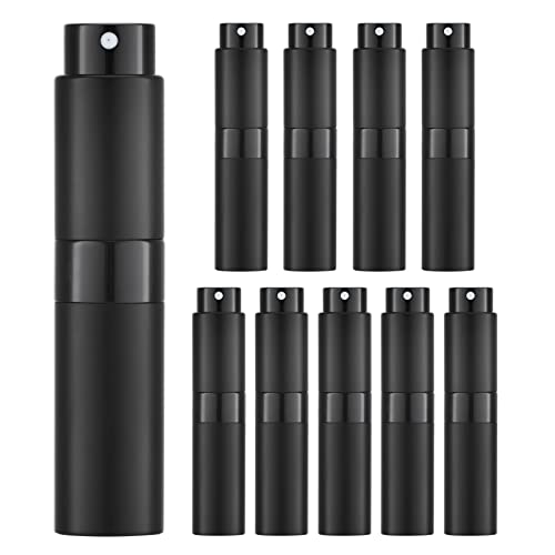 Tekson 10PCS 8ML Perfume Atomizer Travel, Refillable Cologne Containers, Dispenser Spray Empty Bottle for Mini Sprayer Size (black)
