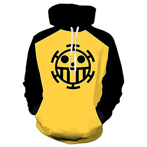 Colonghsou Luffy Hoodie Japanese Anime Novelty Sweatshirts Trafalgar Law Cosplay Costume Long Sleeve Pullovers Gold