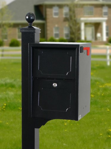 dVault Weekend Away Vault DVJR0060 Locking Mailbox with Side Mount In Ground Post Included (Black)