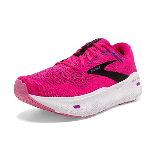 Brooks Women’s Ghost Max Cushion Neutral Running & Walking Shoe - Pink Glo/Purple/Black - 8.5 Medium