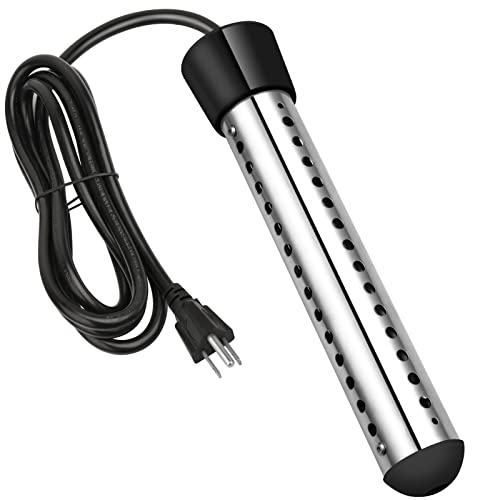 Immersion Water Heater, GESAIL 1500W Submersible Immersion Water Heater with Full 304 Stainless-Steel Guard, Bucket Heater Heats 5 Gallons of Water in Mimutes Black