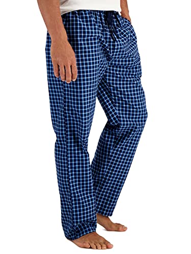 Hanes Men's Woven Pajama Pant, Navy Plaid, Large
