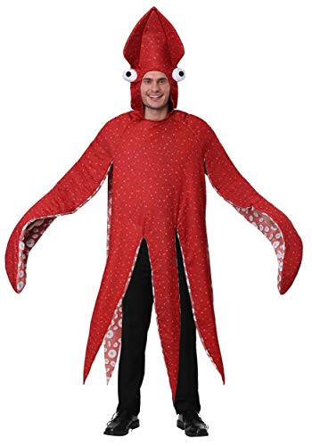 Fun Costumes Adult Giant Squid Costume | Ocean Animal & Sea Creature Cosplay Costumes | Red Fish Halloween Outfit L