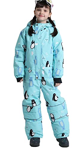 PHIBEE Kids One Piece Snowsuits Boys Girls Waterproof Overalls Ski Jackets Warm Winter Jumpsuits Snowboard Coats Blue 6