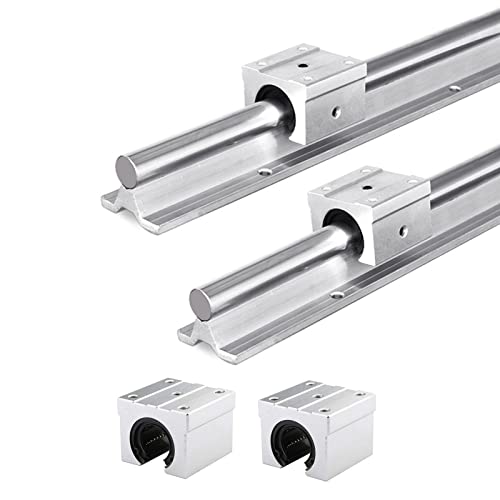 2Set CNC Part SBR25-1500mm/59.1 inch + 4Pcs SBR25UU Bearing Block, Linear Rail for Fully Supported Linear Rail Shaft Rod Slide Guide