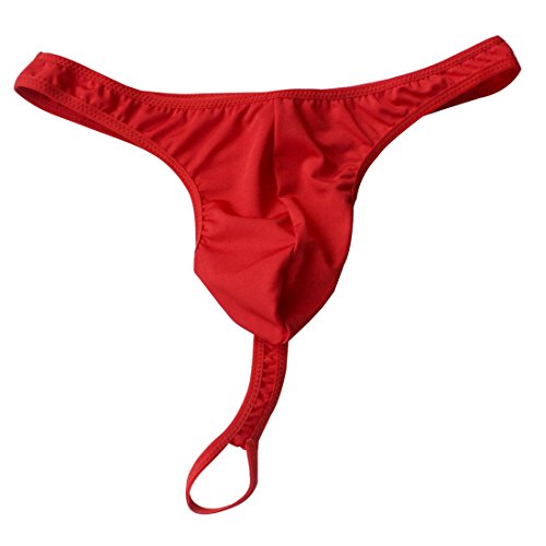 TIAOBU US Mens Strap O ring Thong Brief Underwear One Size Red
