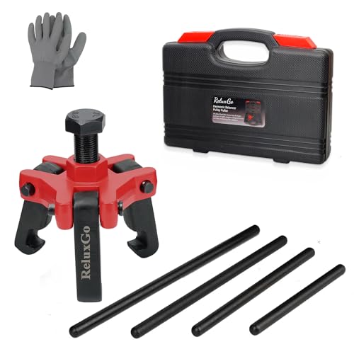 ReluxGo Harmonic Balancer Pulley Puller Set Adjustable 3-Jaw Puller Tool for Removing Harmonic Damper and Balancers Compatible with Chevy GM Chrysler Cadillac Ford ect