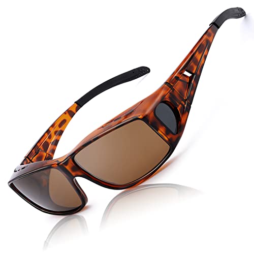 LVIOE Over Glasses Sunglasses Wrap Around Polarized Sunglasses for Men Women Fit Over Prescription Glasses with UV Protection