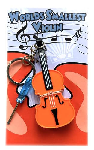 MunnyGrubbers - World's Smallest Violin Toy Keychain Playable with Music - Mini Tiny Violin Keychain with Sound - Boohoo, Send Your Condolences - Meme - Novelty - Funny - Joke - Gift - (WSV-V1-1P)