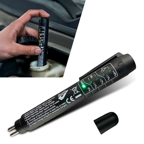 Hawyet 1 PC Car Brake Fluid Test Pen, Hydraulic Oil Moisture Analyzer Troubleshooter, Universal Diagnostic Test Tool with 5 LED Indicators, Product Compatible with Cars, Trucks, Vans, SUVs (Black)