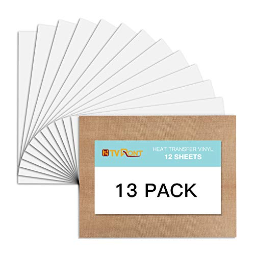 White HTV Heat Transfer Vinyl Bundle: 13 Pack 12' x 10' White Iron on Vinyl for T-Shirt, White Heat Transfer Vinyl for Cricut, Silhouette Cameo or Heat Press Machine