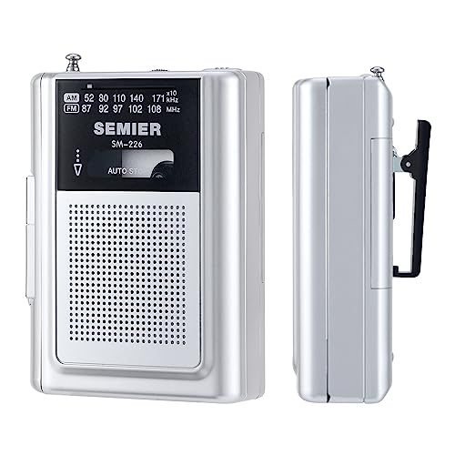 Portable Retro Walkman Cassette Recorder Player AM FM, Compact Vintage Tape Player with Big Speaker, Earphone Jack, Removable Belt Clip, Powered by DC or AA Battery for Travel, Home