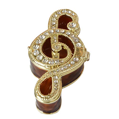 MIXDOM Musical Note Trinket Box Jewelry Box Hand Painted Decorative Box with Hinged Lid Ring Earring Holder Table Figurine Collectible