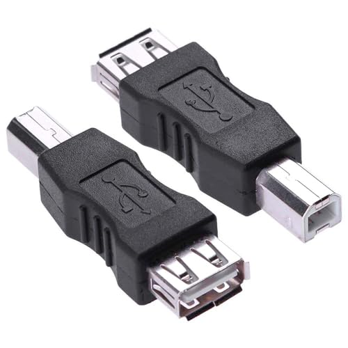 Herfair USB A to B Adapter USB 2.0 A Female to USB B Male Printer Converter Connector Plug for Printer/Scanner Extender Connection (F/M, 2 Packs)